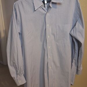Paul Fredrick Classic Long Sleeve Striped Dress Shirt. S8ze 17.5/36
